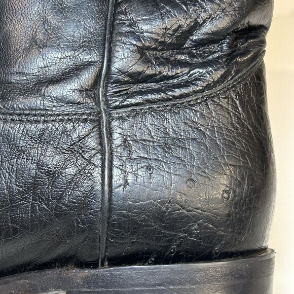 Vintage Justin USA Made Smooth Black Ostrich Leather Roper Western Boots 9.5D - Picture 5 of 7